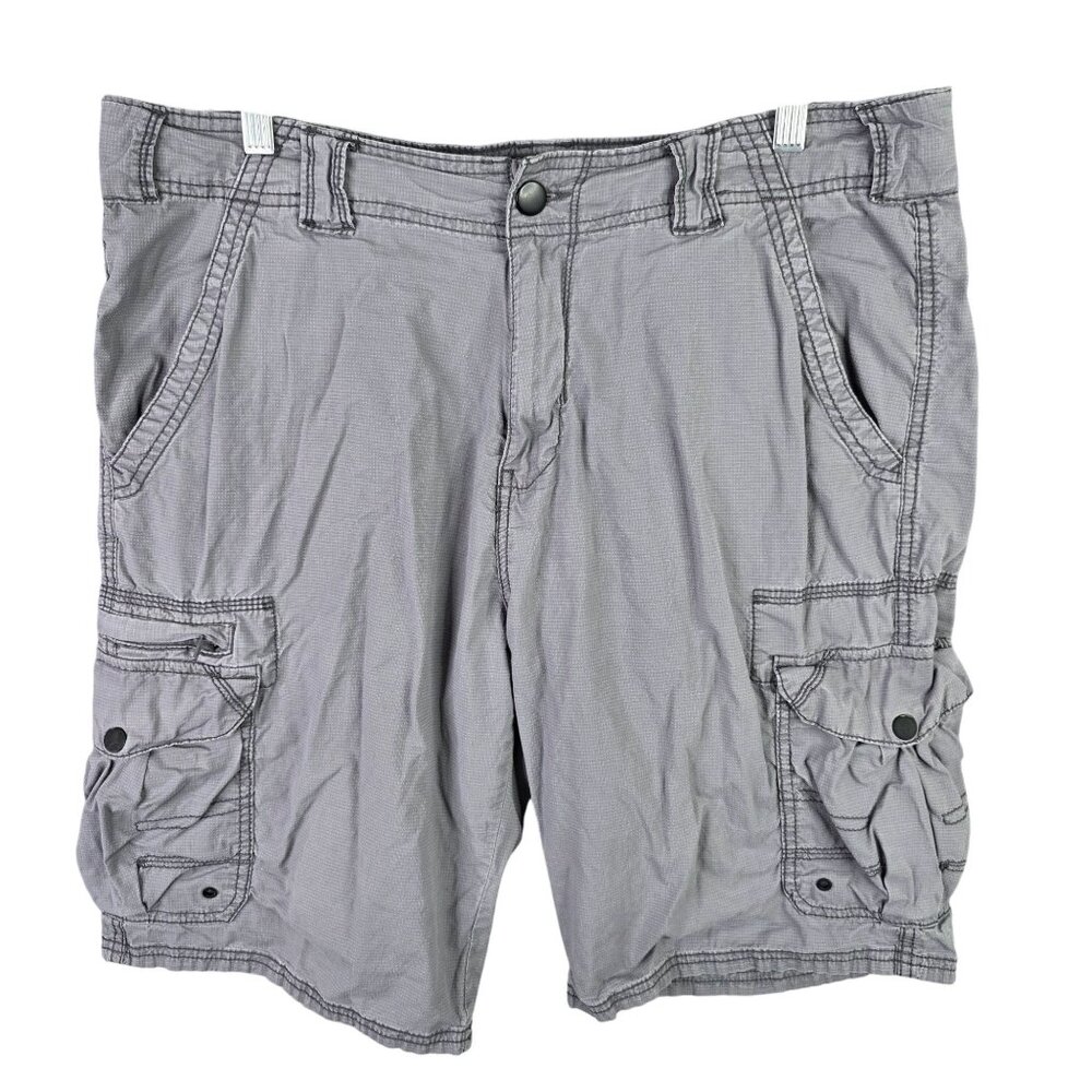 Mens Iron Co Gray Cargo Shorts Cotton Blend Stretch 11" Inseam Size 34